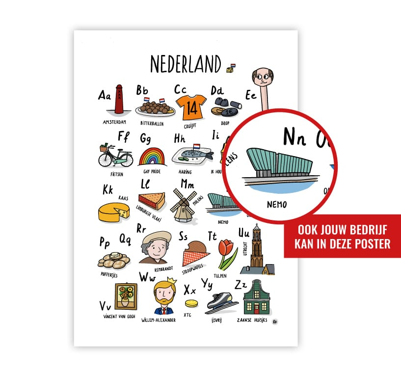 ABC poster Nederland met bedrijfsillustratie