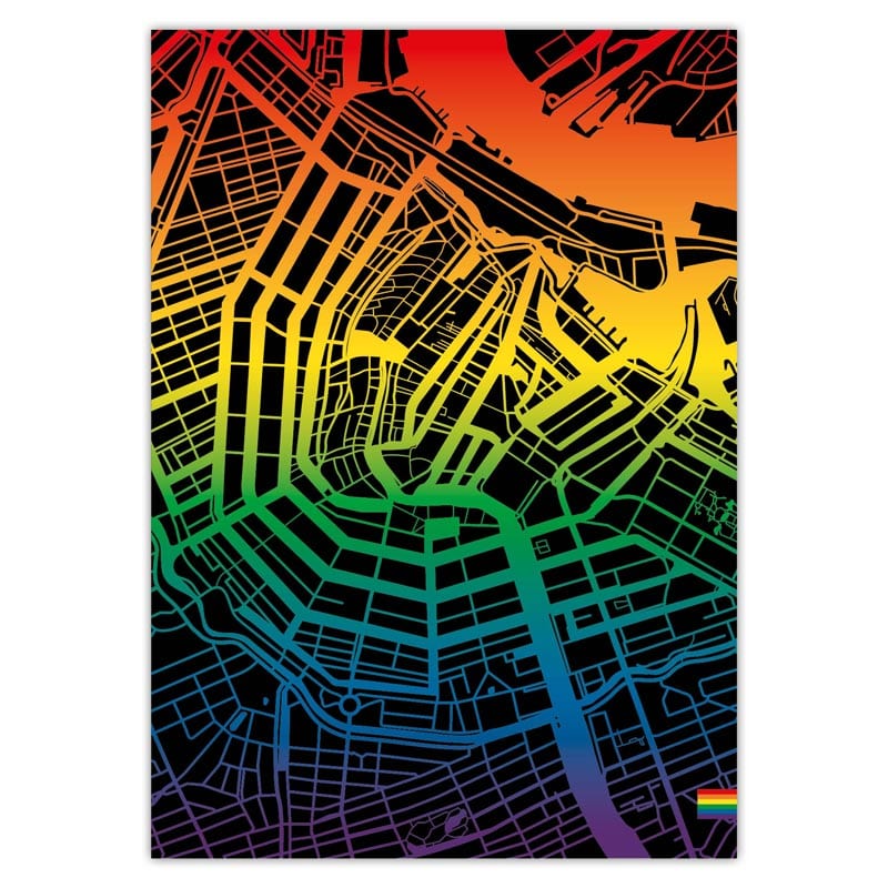 Plattegrond Amsterdam (pride flag) A3 - Online Kopen