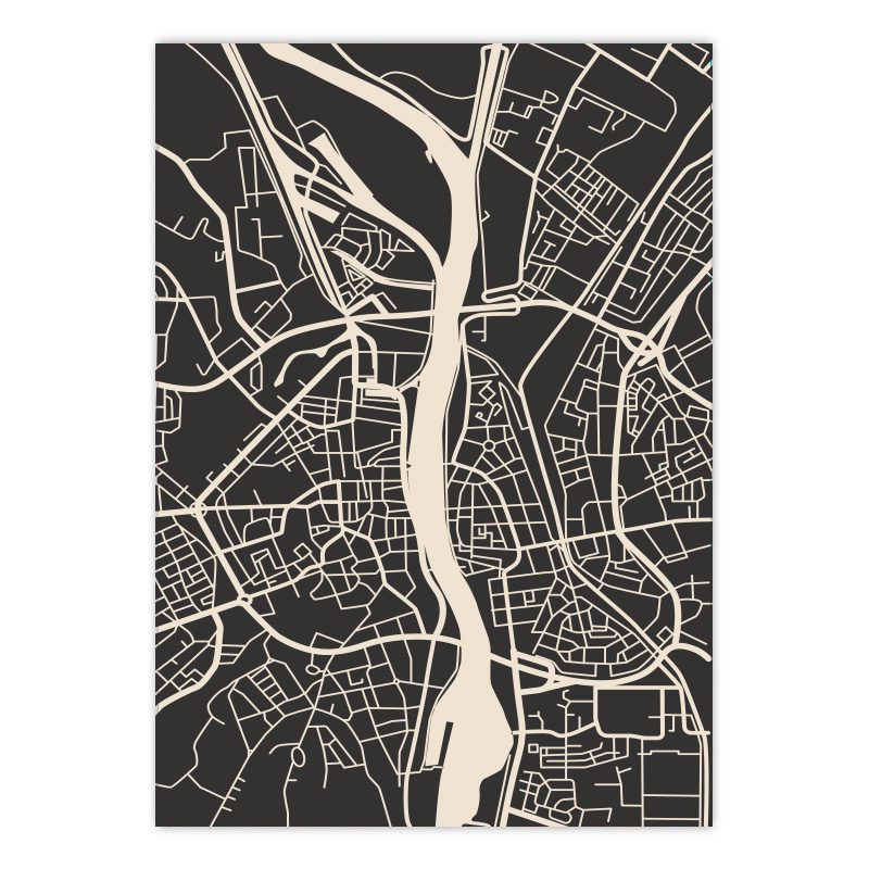 Map of Maastricht black and white - Buy Online