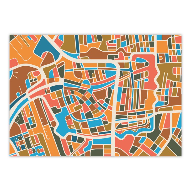 Plattegrond Leiden veelkleurig — gallery 1