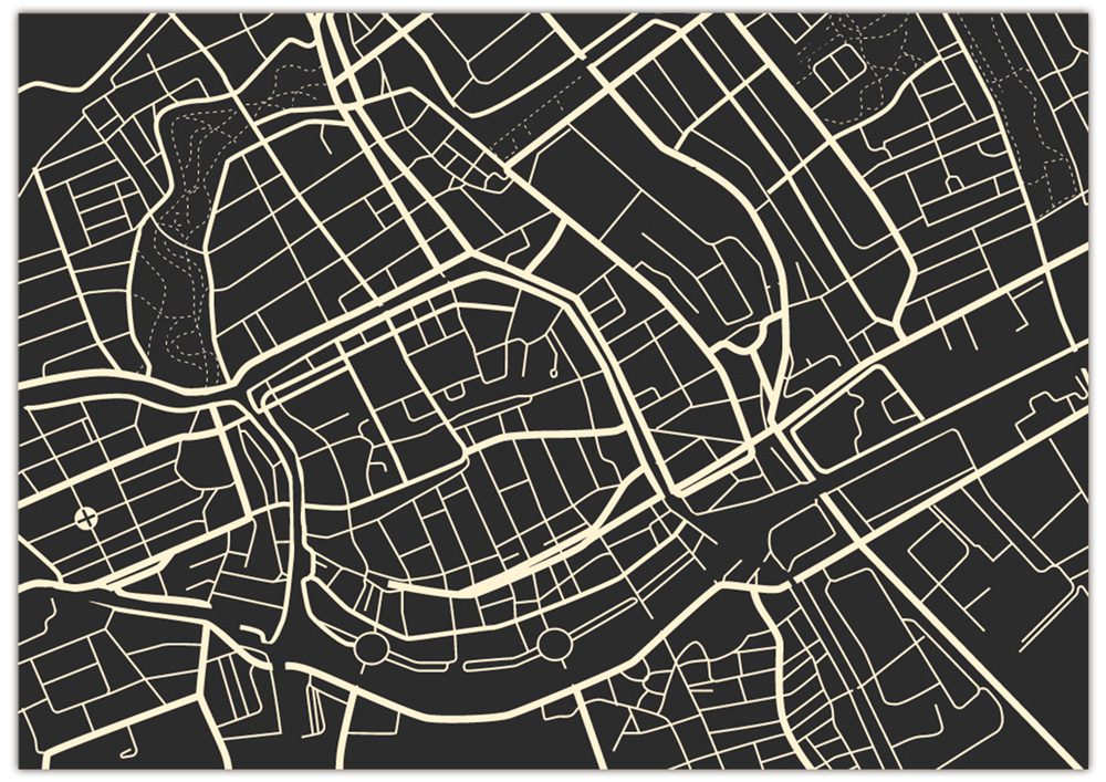 Plattegrond Groningen zwart-wit - Online Kopen