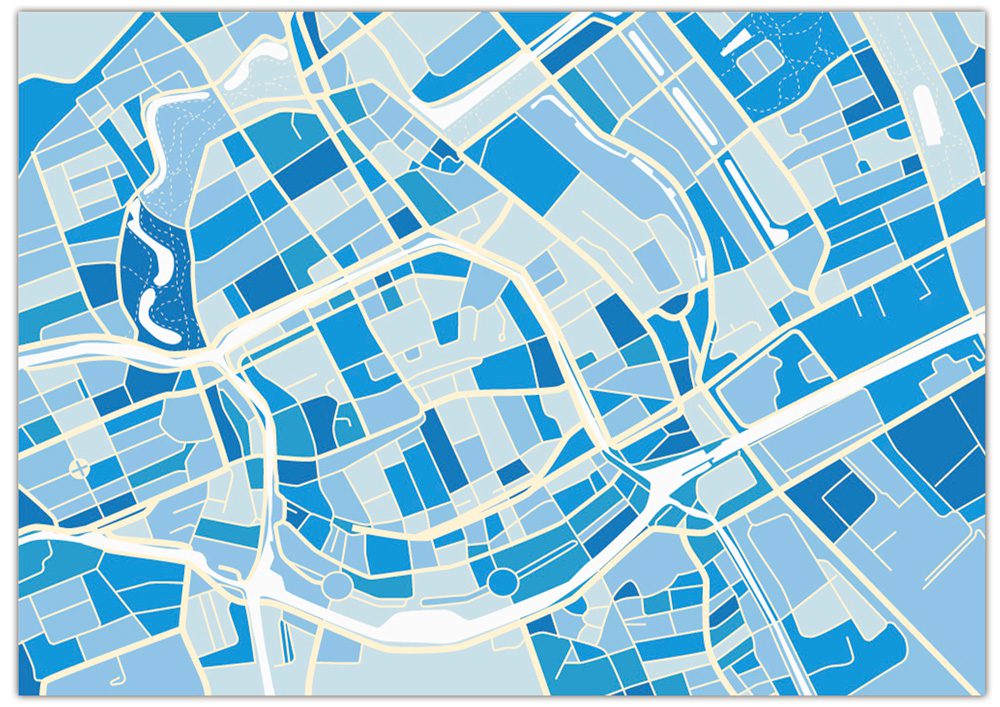 Plattegrond Groningen Delfts blauw - Online Kopen