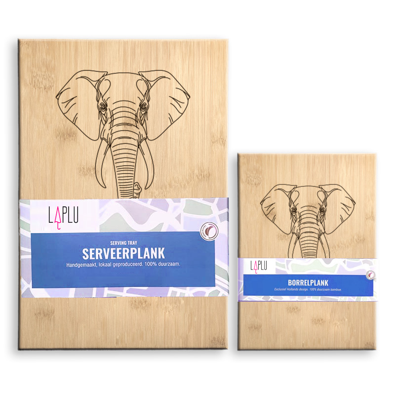 Gepersonaliseerd Bamboe Serveerplankje met Gegraveerde Olifant - Milieuvriendelijk Kaas- & Charcuterieplankje Cadeau — gallery 2